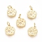 Brass Micro Pave Cubic Zirconia Pendants, with Jump Ring Long-Lasting Plated, Flat Round with Star, Clear, Real 18K Gold Plated, 12.5x11x1.5mm, Hole: 3.5mm