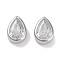 Brass Cubic Zirconia Beads, Cadmium Free & Nickel Free & Lead Free, Teardrop, Platinum, Clear, 11x8x4mm, Hole: 2.5x1.2mm