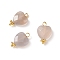 Natural Grey Agate Pendants, with Golden Plated Brass Findings, Heart Charm, Faceted, 15x10x5mm, Hole: 1.6mm