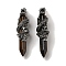 Natural Tiger Eye Pointed Big Pendants, Faceted Bullet Charms with Rack Plating Antique Silver Plated Alloy Gragon, Cadmium Free & Lead Free, 63~64x19~20x15.5mm, Hole: 7.5x6.5mm