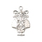 Brass Pendants, Cadmium Free & Nickel Free & Lead Free, Shell Shape with Bowknot, Real Platinum Plated, 20x12.5x5.5mm, Hole: 1.2mm