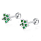 S925 Sterling Silver Flower Stud Earrings, with Cubic Zirconia, Silver, Silver, 5x3mm