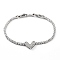 Platinum Brass Link Bracelet, with Cubic Zirconia Tennis Chains, Long-Lasting Plated, Heart, 7-7/8 inch(19.9cm)