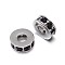 Flat Round Brass Micro Pave Cubic Zirconia Spacer Beads, Lead Free & Nickel Free & Cadmium Free, Platinum, 7x3mm, Hole: 3mm