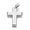 Non-Tarnish 304 Stainless Steel Big Pendants, Cross with Scriptures, Stainless Steel Color, 50.5x34.5x3.5mm, Hole: 11.5x6.5mm