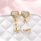Brass Micro Pave Clear Cubic Zirconia Dangle Stud Earrings, Clothes, with Enamel, Cadmium Free & Lead Free, Rack Plating, Long-Lasting Plated, Golden, White, 23.5x10mm