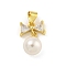 Rack Plating Brass Pave Cubic Zirconia Pendants, with ABS Imitation Pearl, Cadmium Free & Lead Free, Long-Lasting Plated, Real 18K Gold Plated, Triangle, 16x11x8mm, Hole: 3.5x5mm