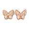 Handmade Polymer Clay Rhinestone Beads, Butterfly Disco Ball Beads, Light Smoked Topaz, 30x34x10mm, Hole: 1.8mm
