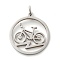 Non-Tarnish 304 Stainless Steel Pendants, with Jump Ring, Flat Round, Stainless Steel Color, Bicycle, 33x29.5x2mm, Hole: 5.5mm