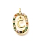 Brass Micro Pave Cubic Zirconia Pendants, Cadmium Free & Nickel Free & Lead Free, Real 18K Gold Plated, Oval with Letter Charms, Letter C, 18.5x11x3.5mm, Hole: 2x1.5mm