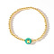 Christmas Brass Beaded Stretch Bracelets, Golden, Christmas Bell, 6-7/8 inch(17.5cm)