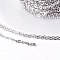 Tarnish Resistant 304 Stainless Steel Cable Chain, Soldered, with Spool, Flat Oval, Stainless Steel Color, 1.5x1.4x0.3mm, about 65.61 Feet(20m)/roll