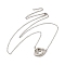 Rack Plating Brass Micro Pave Cubic Zirconia Heart Pendant Necklaces, Long-Lasting Plated Jewelry for Women, Cadmium Free & Lead Free, Platinum, 17.72 inch(45cm)