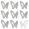 6Pcs 1-Hole Zinc Alloy Crystal Rhinestone Shank Buttons, Butterfly Shape, Silver, 18.5x19x5.5mm, Hole: 2mm