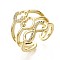 alentine's Day Brass Micro Pave Clear Cubic Zirconia Cuff Rings, Open Rings, Wide Band Rings, Nickel Free, Lock with Infinity & Heart, Real 16K Gold Plated, US Size 7 1/4(17.5mm)