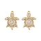 Brass Micro Pave Clear Cubic Zirconia Pendants, Cadmium Free & Nickel Free & Lead Free, Turtle, Real 18K Gold Plated, 18x13.5x4mm, Hole: 1.2mm