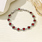 Alloy Link Bracelets for Women, Heart, with Rhinestone, Siam, 7-1/8 inch(18cm)