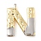 Brass Pendants, Cadmium Free & Nickel Free & Lead Free, Real 18K Gold Plated And Platinum, Letter Charms, Letter N, 33x32.5x4mm, Hole: 3x2mm