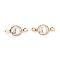 Brass Micro Pave Clear Cubic Zirconia Link Connectors, Round, Light Gold, 11x5.5x2.5mm, Hole: 1mm