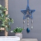 Star Natural Sodalite & Agate Woven Net Suncatchers, Chakra Theme Hanging Pendant Decorations with Glass Beaded, 660mm