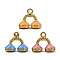 304 Stainless Steel Enamel Charms, Headphone Charm, Ion Plating(IP), Real 18K Gold Plated, Mixed Color, 14x16x7.5mm, Hole: 2mm