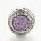 Resin European Beads, with Alloy Findings, Large Hole Beads, Column, Platinum, Plum, 11.5x10mm, Hole: 5mm