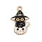 Halloween Alloy Enamel Pendants, Cat-shape Witch, 23x15x1.5mm, Hole: 1.8mm