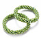 AB Color Plated Faceted Opaque Glass Beads Stretch Bracelets, Womens Fashion Handmade Jewelry, Yellow Green, Inner Diameter: 1-3/4 inch(4.5cm)