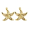 Natural Shell Pendants, Starfish Charms with Ion Plating(IP) 304 Stainless Steel Findings, Real 18K Gold Plated, 28x24x12mm, Hole: 1.8mm