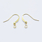 Long-Lasting Plated Brass French Earring Hooks, Flat Earring Hooks, Ear Wire, with Horizontal Loop, Nickel Free, Real 18K Gold Plated, 19x17x3mm, Hole: 1.5mm, 21 Gauge, Pin: 0.7mm