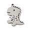 Non-Tarnish 201Stainless Steel Pendants, Laser Cut, Dinosaur, Stainless Steel Color, 17x13.5x1mm, Hole: 1.2mm