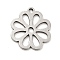 Non-Tarnish 201 Stainless Steel Pendants, Flower Charms, Stainless Steel Color, 14x12.5x1mm, Hole: 1.2mm