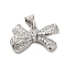 Brass Micro Pave Clear Cubic Zirconia Pendants, Cadmium Free & Lead Free, Bowknot, Platinum, 12x21x5mm, Hole: 4.5x4mm