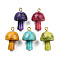 Natural Quartz Pendants, with Light Gold Plated Alloy Loops and Natural Opal, Dyed & Heated, Mushroom, Mixed Color, 26.5x16mm, Hole: 2mm