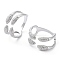 Clear Cubic Zirconia Snake Open Cuff Rings, Brass Jewelry for Women, Cadmium Free & Lead Free, Platinum, Inner Diameter: 19mm