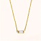 Birthstone Style Brass Cubic Zirconia Rectangle Pendant Necklaces for Women, Golden, White, 15.75 inch(40cm)
