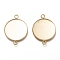 304 Stainless Steel Cabochon Connector Settings, Plain Edge Bezel Cups, Flat Round, Real 18K Gold Plated, Tray: 25mm, 36x27x2mm, Hole: 3mm
