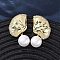 Brass Micro Pave Clear Cubic Zirconia Leaf Stud Earrings, with ABS Plastic Imitation Pearl, Long-Lasting Plated, Rack Plating, Lead Free & Cadmium Free, Real 18K Gold Plated, 35x20mm