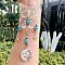 Teardrop Glass & Metal Butterfly Pendant Decorations, Hanging Suncatchers, with Synthetic Turquoise Chips, for Home Decoration, Moon/Star/Sun, 230mm