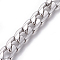 Tarnish Resistant 201 Stainless Steel Cuban Link Chains, Chunky Curb Chains, Twisted Chains, Unwelded, Textured, Stainless Steel Color, 9.5mm, Links: 14x9.5x2.5mm