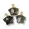 Natural Labradorite Pendants, with Rack Plating Brass Findings, Star, 18x15x6mm, Hole: 2mm