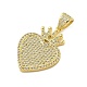 Сердце стойки обшивки латунь микро проложить Цирконом подвески KK-Z074-56G-2