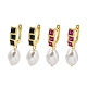 Серьга-кольцо из латуни с микропаве из кубического циркония EJEW-C102-02G-1