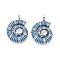 Brass Micro Pave Clear Cubic Zirconia Enamel Pendants, Conch Shape, Real 18K Gold Plated, Steel Blue, 30x24x4mm, Hole: 5x2mm