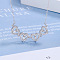 Heart Combination Clover 925 Sterling Silver Micro Pave Clear Cubic Zirconia Pendant Necklaces with Magnetic Clasps, Platinum, 17.72 inch(45cm)