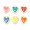 Rack Plating Brass Enamel Locket Pendants, Long-Lasting Plated, Real 18K Gold Plated, Cadmium Free & Nickel Free & Lead Free, Heart, Mixed Color, 22.5x19x5.5mm, Hole: 1.8mm