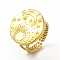 Ion Plating(IP) 304 Stainless Steel Sun & Moon Planet Open Cuff Ring for Women, Real 18K Gold Plated, Inner Diameter: 17mm