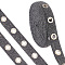 9 Yards Glitter Polyester Ribbon with Alloy Eyelets, Clothes Accessories, Gray, 1 inch(24mm)