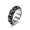 Stainless Steel Skull & Cross Rotatable Finger Ring, Spinner Fidget Band Anxiety Stress Relief Punk Ring for Men Women, Stainless Steel Color, US Size 9(18.9mm)