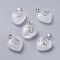 Natural Quartz Crystal Pendants, Rock Crystal Pendants, with Platinum Tone Brass Ice Pick Pinch Bails, Heart, 31~32x25~26x11~12mm, Hole: 7x5mm
